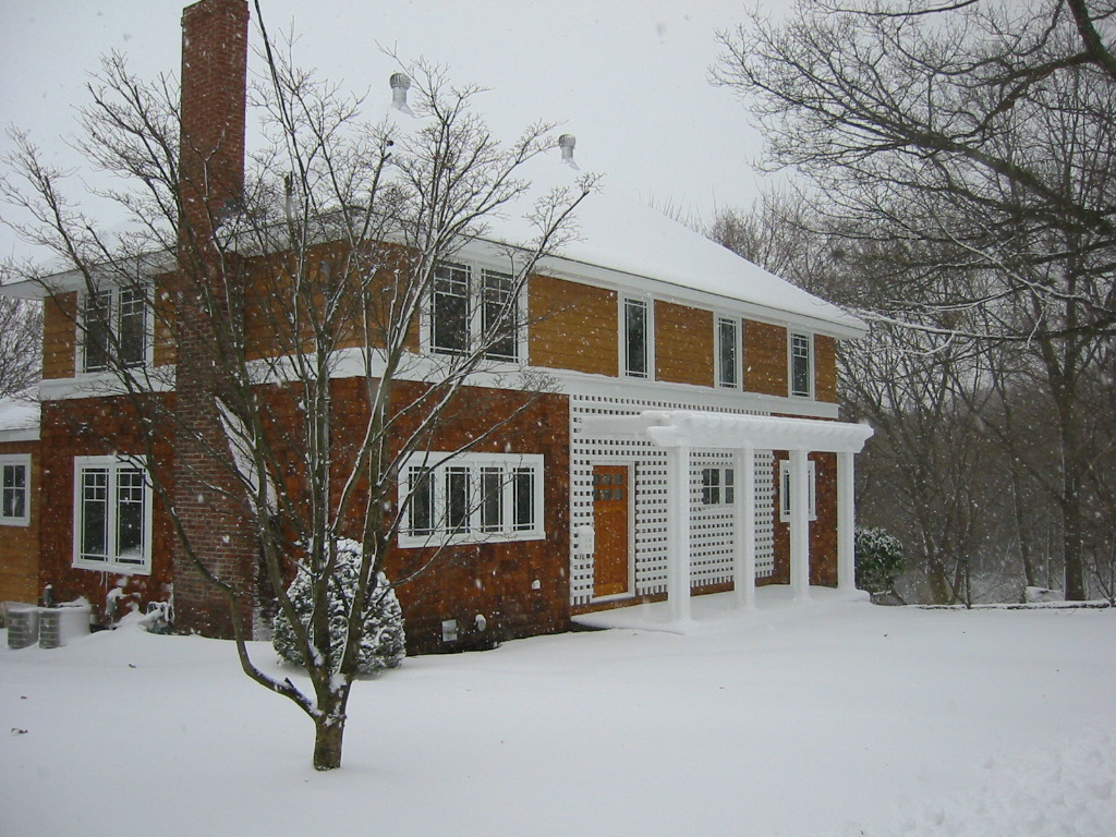 Shingle house in winter